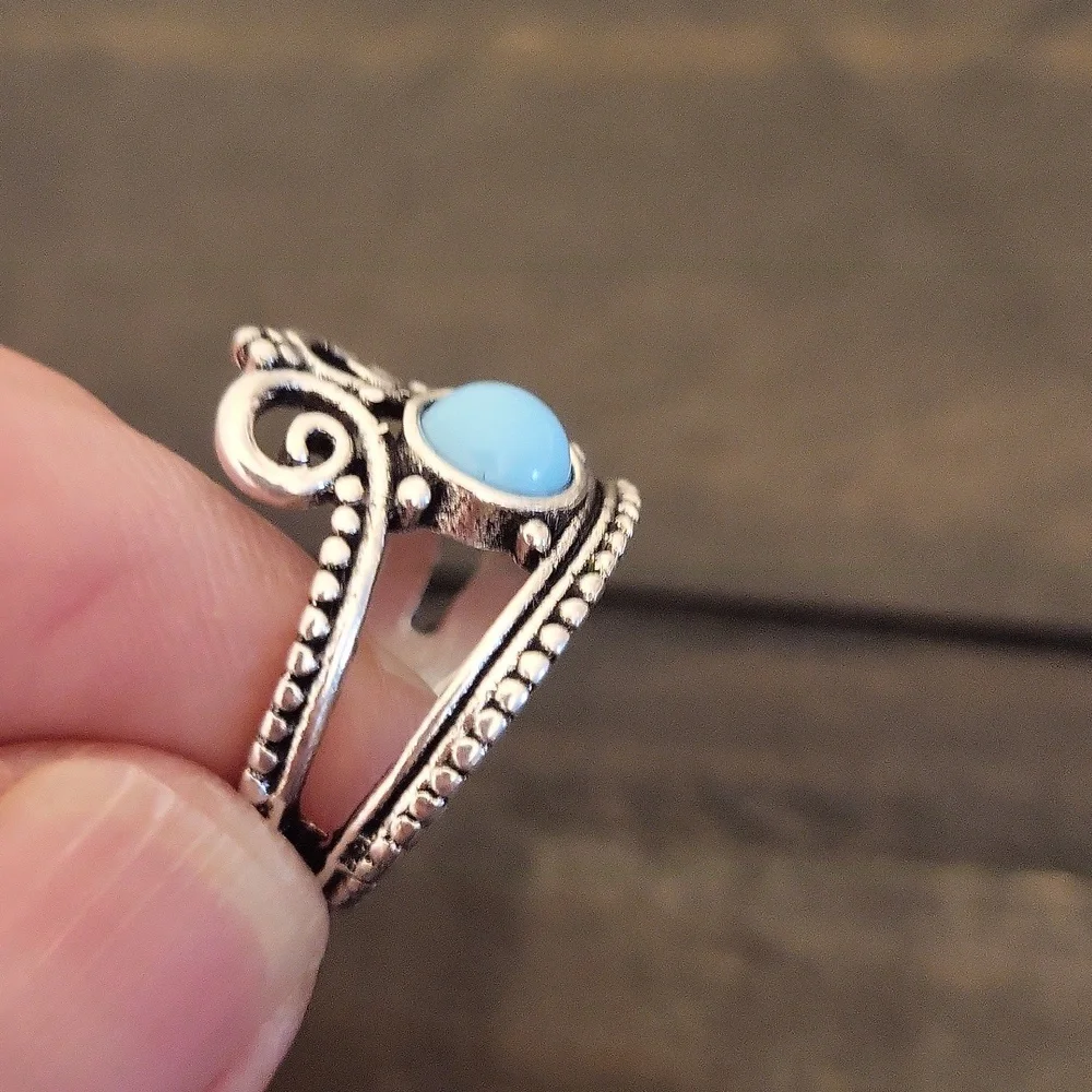 Silver Crown Ring With Turquoise Stone Ring